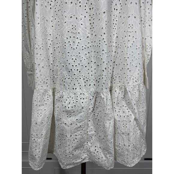 Zara The Emily Mini Babydoll Dress Mini Drop Waist Eyelet White Size L Coquette - Picture 11 of 16